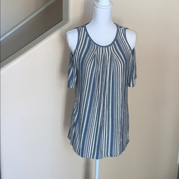 Max studio Stripe cold shoulder blouse - Picture 1 of 7